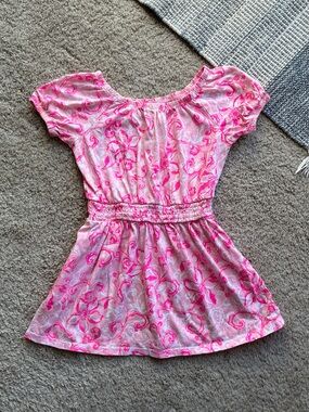 Lilly Pulitzer Pink Swirl Print Girls Casual Dress S (4-5)
